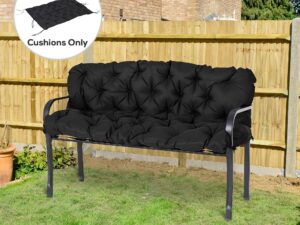 59" X 38" Tufted Bench Cushion For Outdoor Furniture, 3-Seater Replacement For Swing Chair, Patio Sofa/Couch, Black