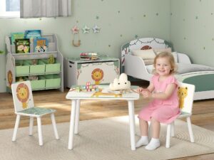 3-Piece Kids Toddler Table and Chair Set Furniture for Boys and Girls Aged 3-8, Bedroom, Nursery, Playroom, Green