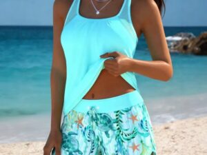 Western-style Two-piece Swimsuit With Printed Design