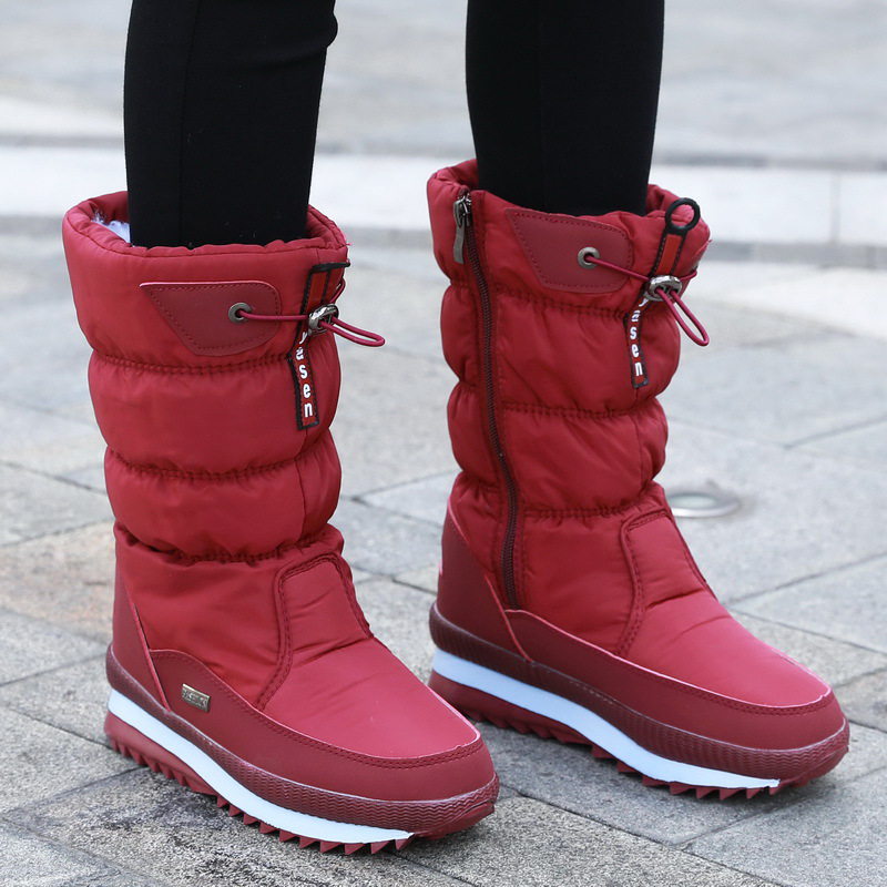 Winter New Plus Velvet Thick Cotton Shoes Thermal Middle Tube Waterproof Non-slip Boots - Image 4
