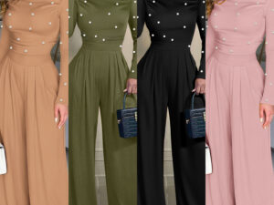 Bubble-bead Polyester Off-shoulder Womens Jumpsuit