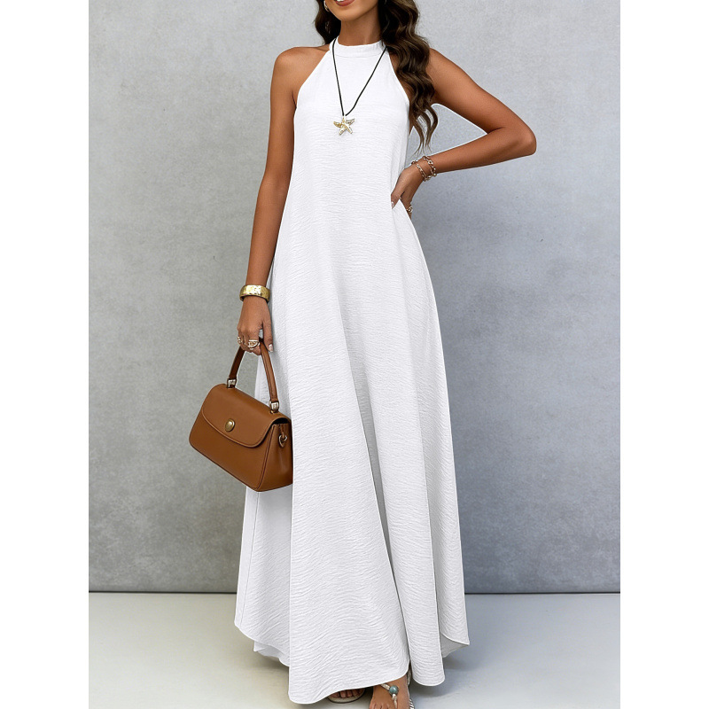 Womens Loose-fitting Plus-size Sleeveless Solid-color Dress - Image 5