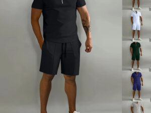 Men's Shorts Suits Summer Short-sleeved Polo Shirts And Drawstring Short Pants Fashion Set