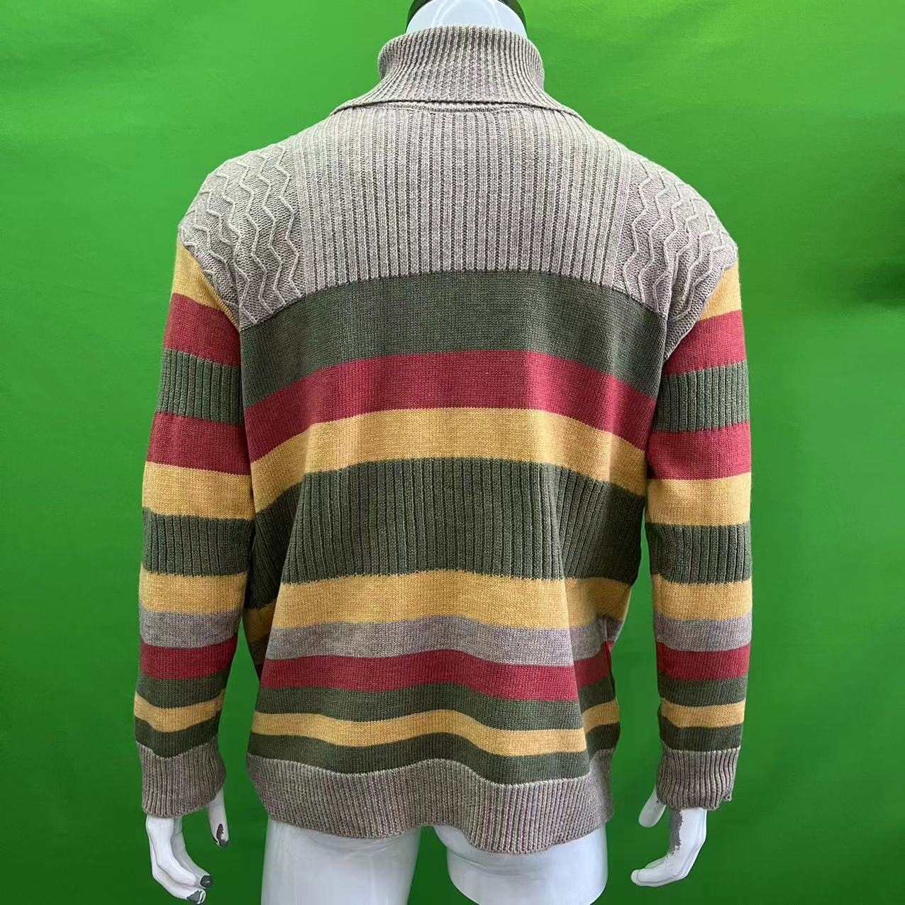 European And American Turtleneck Sweater Autumn And Winter Lapel Color Matching Knitted - Image 5
