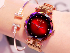 Rose Gold Women Watches Fashion Diamond Ladies Starry Sky Magnet Watch Waterproof Female Wristwatch