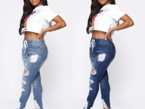 Ripped high-rise jeans