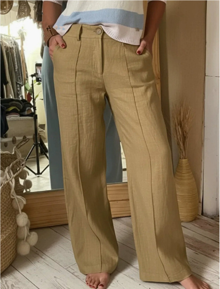 Solid Color Wide Leg Pants With Pockets Fashion Loose Drawstring Trousers Casual Women's Clothing - Image 6