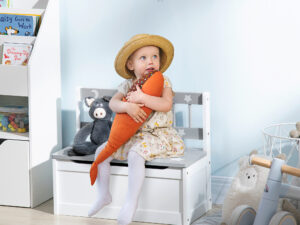 Toddler Toy Box Storage Bench with Large 27 Liter Interior, Kids Storage Bench Seat with Storage for Toddler Playroom Furniture, Kids Bedroom Furniture, Toy Organizer and Storage Bin, Gray