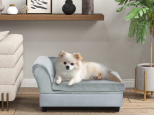 Luxury Dog Bed For Small Dogs, Hidden Storage, Soft Foam Couch, Modern Pet Furniture, Gray