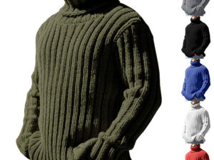 Turtleneck Solid Color Slim Fit Knit Sweater