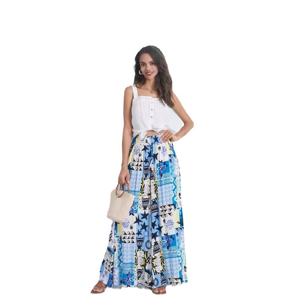 Loose Lace-up Waist Wide-leg Pants For Women - Image 4