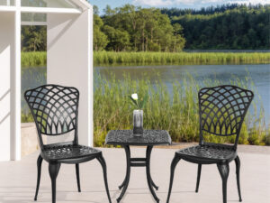 Bistro Set 3 Piece Rustproof Cast Aluminum Patio Furniture Sets 2 Chairs And 1 Round Table Outdoor, Garden, Patio, Balcony, Black