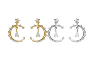 Lace moon earrings with diamonds