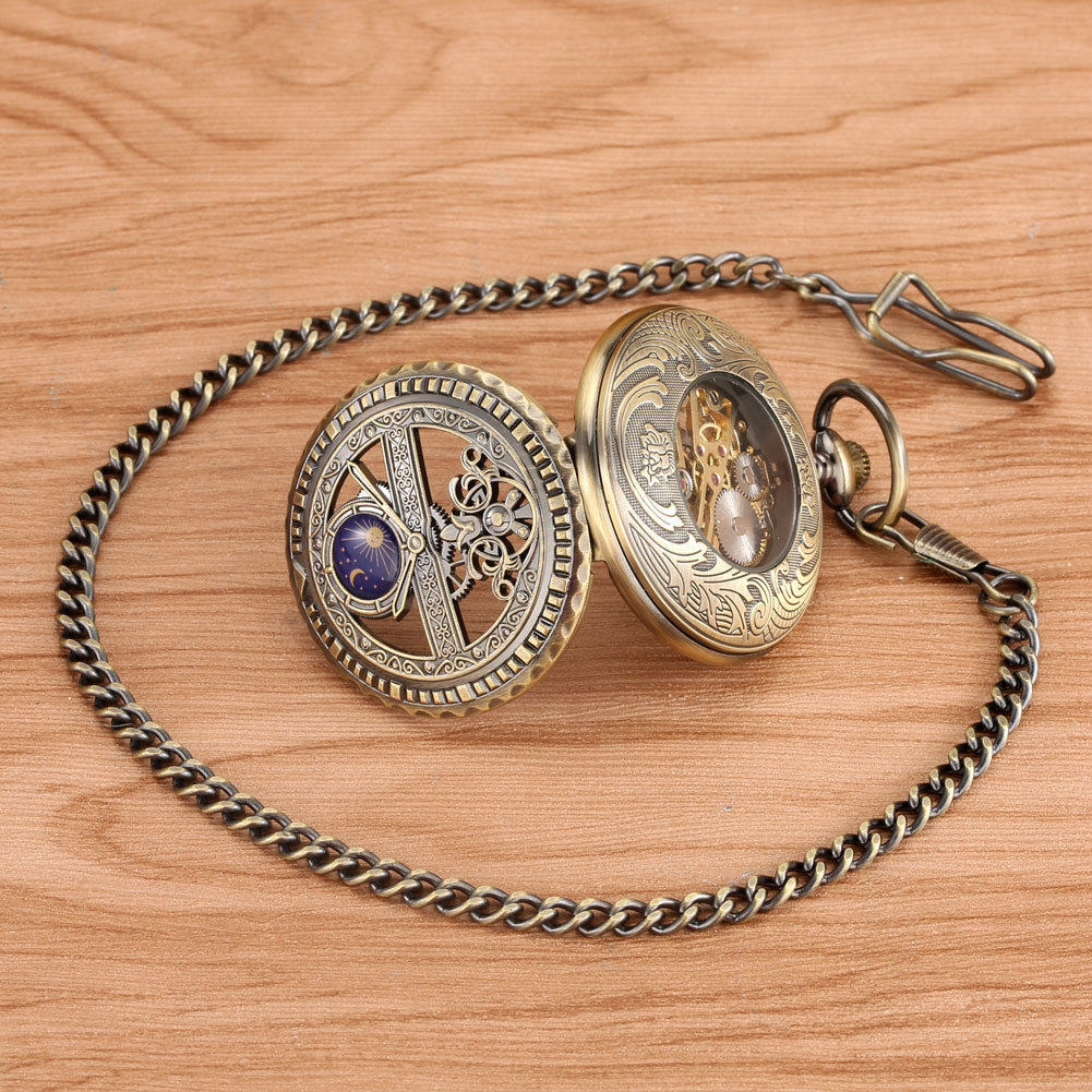 Roman-Numeral Manual Mechanical Pocket Watch - Image 4