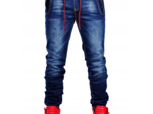 Men's jeans new elastic elastic waist casual blue trousers