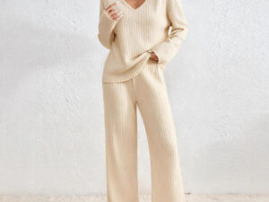 Casual Long-sleeve Top And Pants Two-piece Set