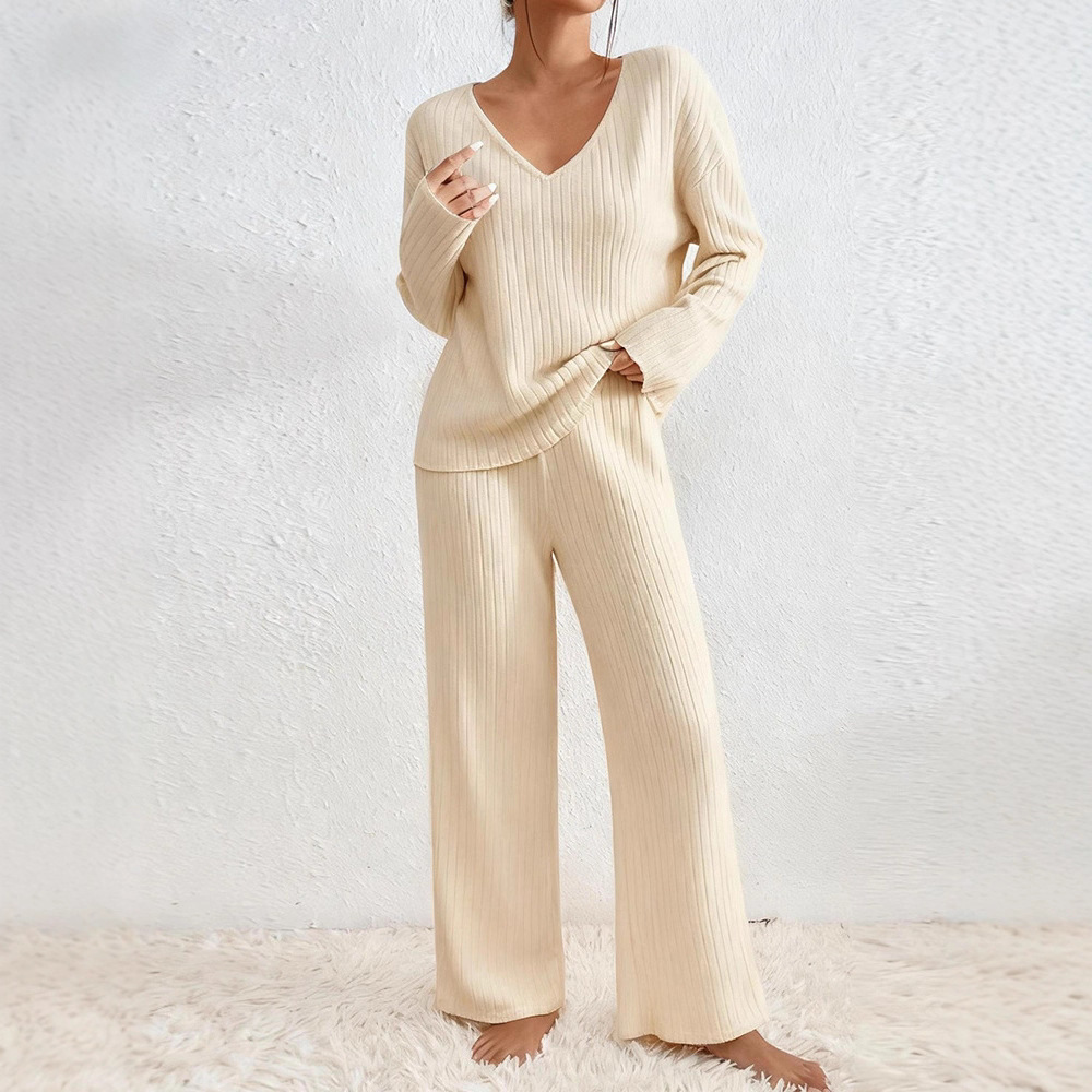 Casual Long-sleeve Top And Pants Two-piece Set