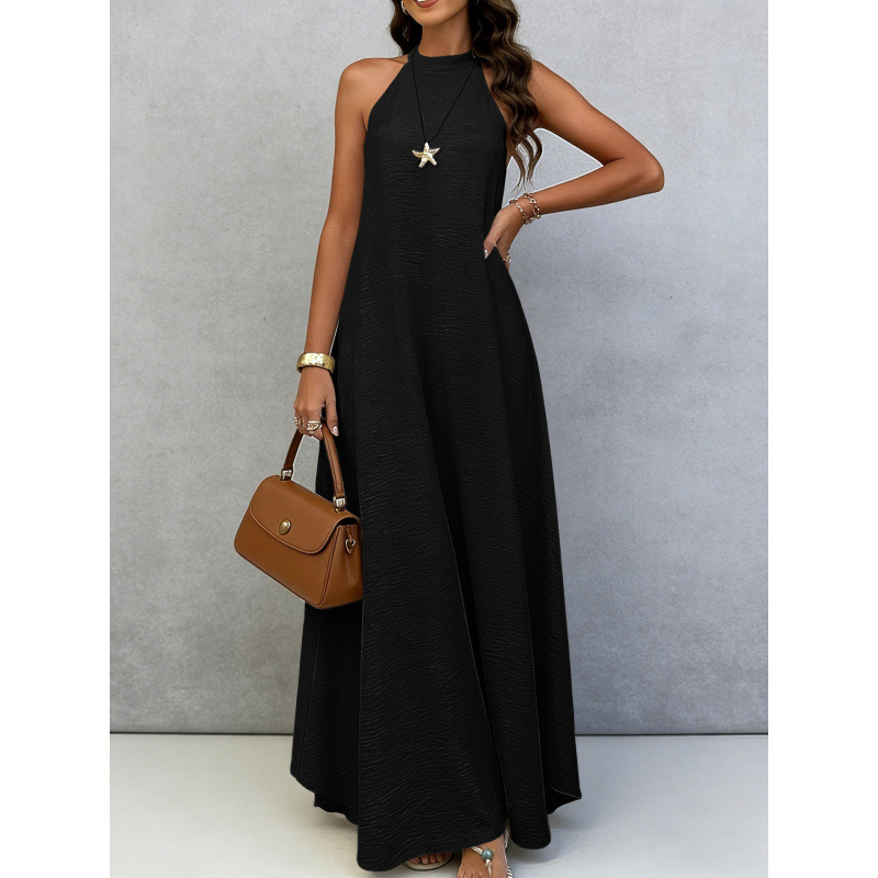 Womens Loose-fitting Plus-size Sleeveless Solid-color Dress - Image 3