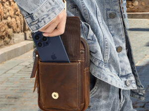 Genuine Leather Mens Cowhide Durable Work Belt-Powered Bag