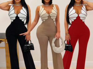 V-neck Sleeveless Slim-fit Jumpsuit Fashionable Womens Wear