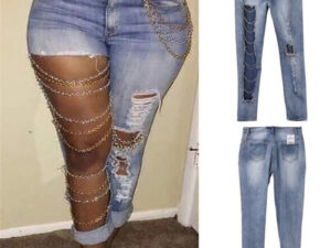 Women's exaggerated big ripped jeans