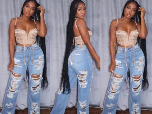 Women's Fashion Burnt Ripped Jeans