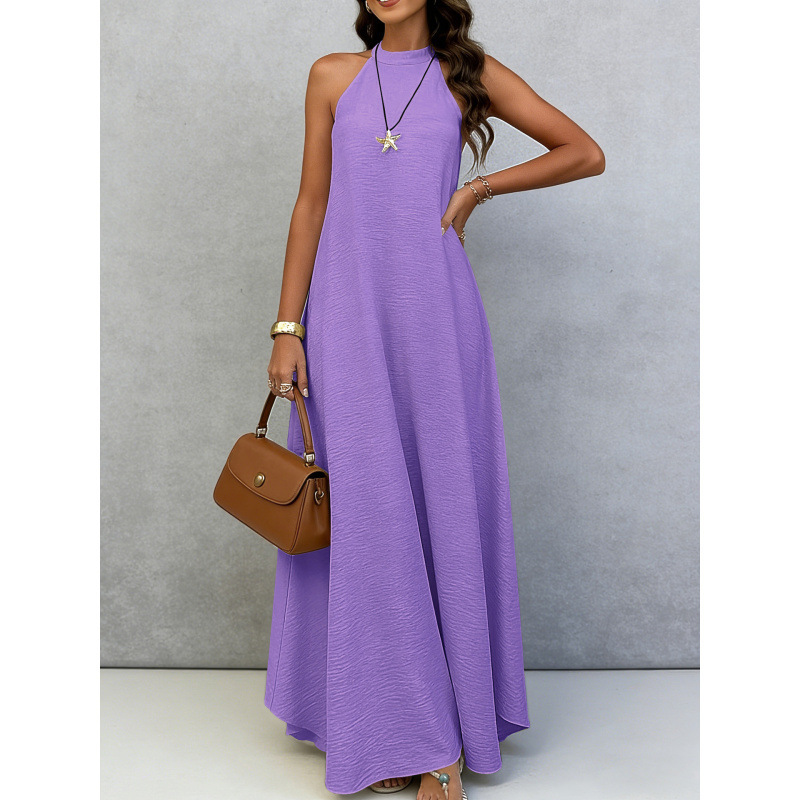 Womens Loose-fitting Plus-size Sleeveless Solid-color Dress - Image 4
