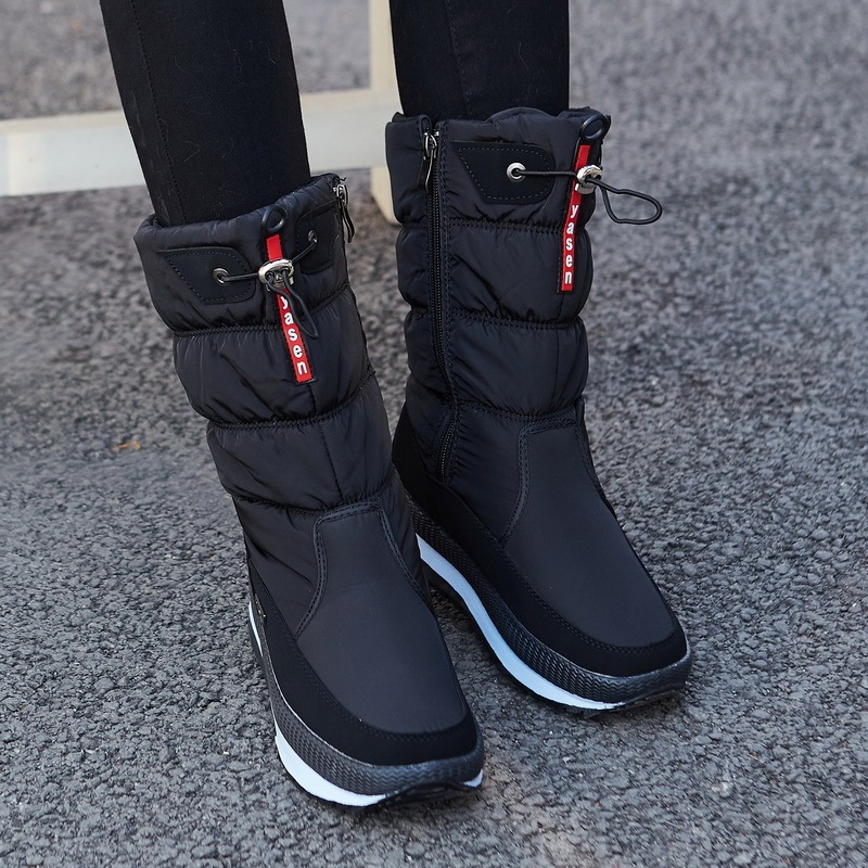 Winter New Plus Velvet Thick Cotton Shoes Thermal Middle Tube Waterproof Non-slip Boots - Image 2