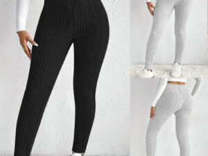 Autumn New Arrival Plus-Size Casual Striped Ribbed Tight-Fit Trousers