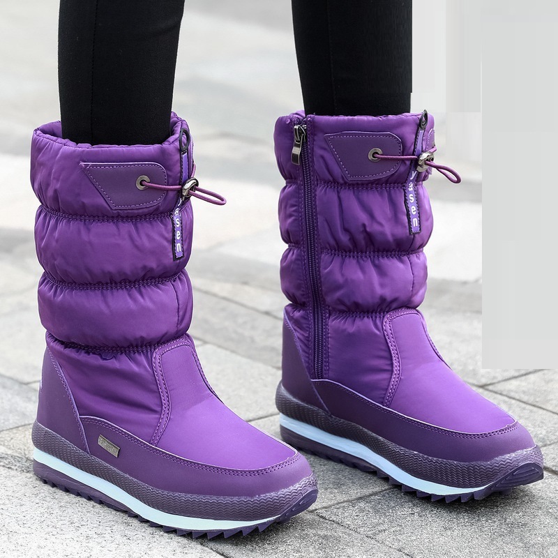 Winter New Plus Velvet Thick Cotton Shoes Thermal Middle Tube Waterproof Non-slip Boots - Image 8