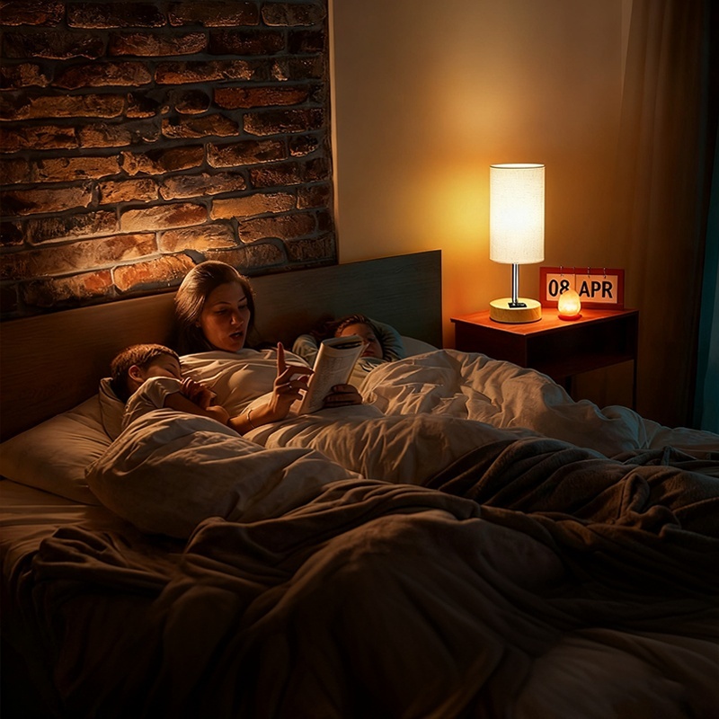 Bedside Lamps With 3-pin Plug, 3 Way Dimmable Table Lamp With USB A C Charging - Image 6