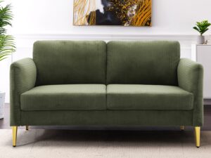 60.63 Wide Modern Corduroy Loveseat, Plush Upholstered Cushions, Solid Wood Frame, Compact Living Room And Apartment Furniture