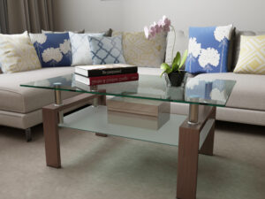 Rectangle Glass Coffee Table, Clear Coffee Table, Modern Side Center Tables For Living Room, Living Room Furniture