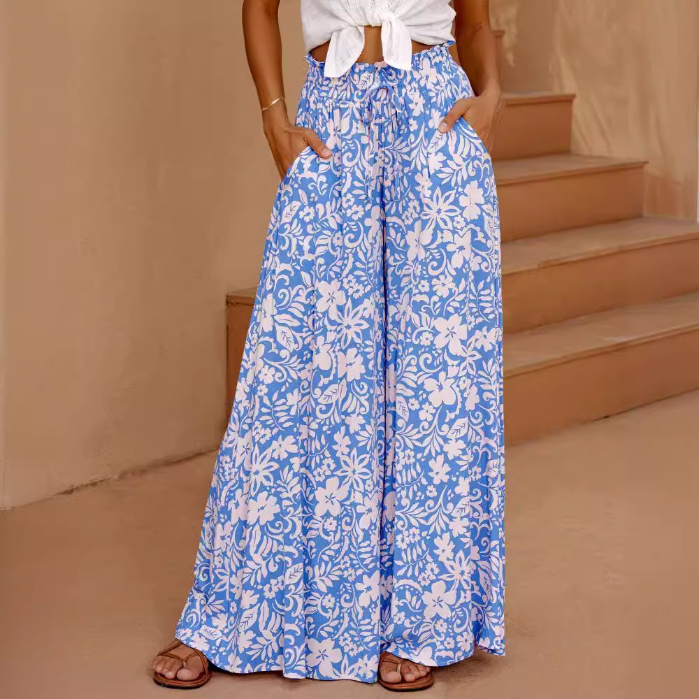 Loose Lace-up Waist Wide-leg Pants For Women - Image 7