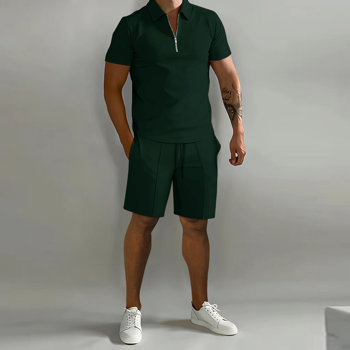 Men's Shorts Suits Summer Short-sleeved Polo Shirts And Drawstring Short Pants Fashion Set - Image 6