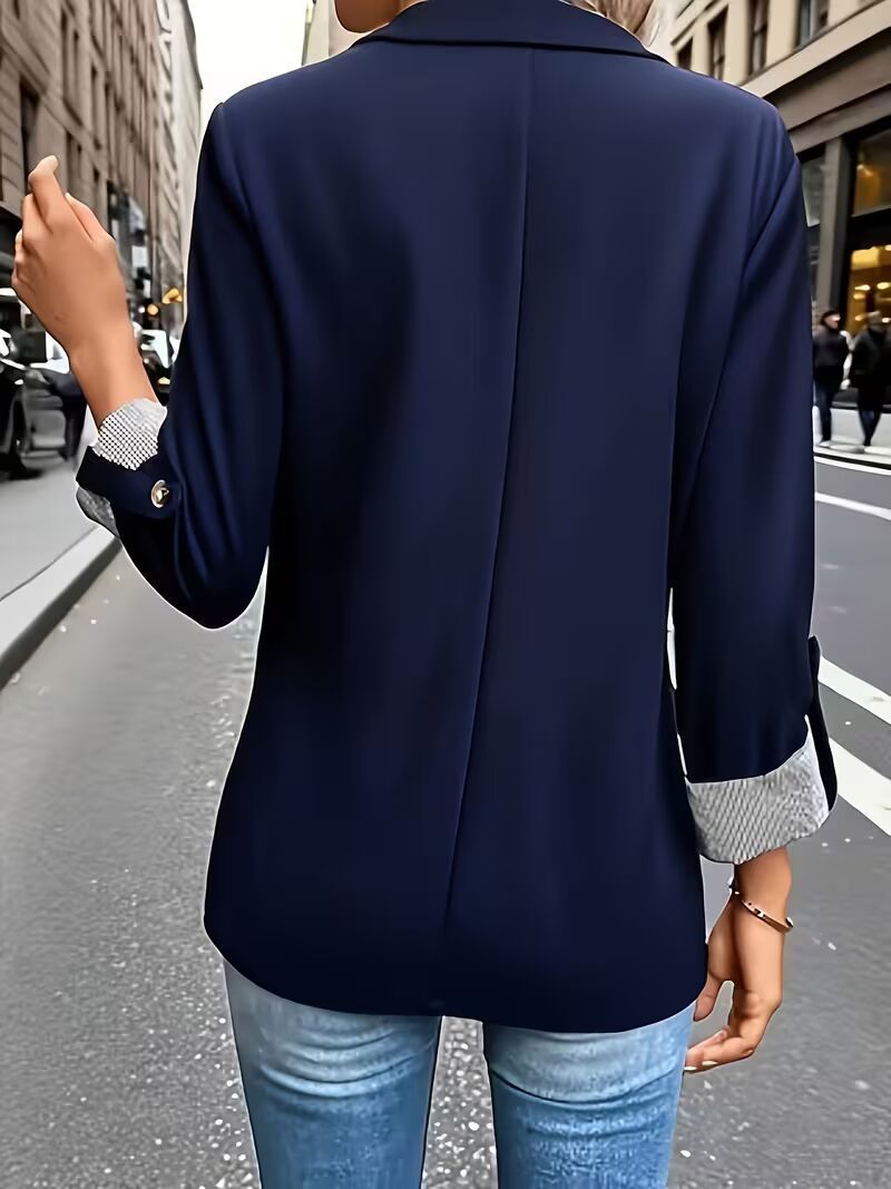 Women's Elegant 3 4 Sleeve Blazer Jacket. Solid Color Button Front H Line Suit Coat, Machine Washable All-Season Professional Outerwear For Office & Formal Events, Versatile Blazer For Year Round Wear - Image 7