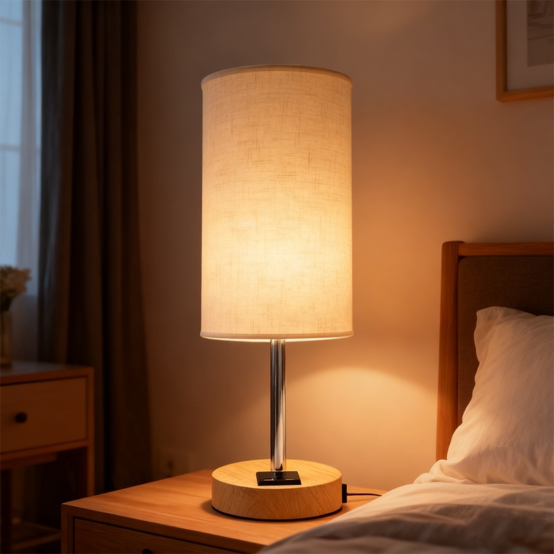 Bedside Lamps With 3-pin Plug, 3 Way Dimmable Table Lamp With USB A C Charging - Image 8