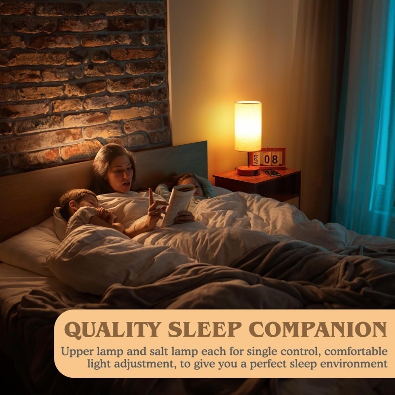 Bedside Lamps With 3-pin Plug, 3 Way Dimmable Table Lamp With USB A C Charging - Image 7
