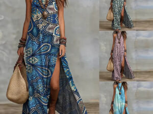 Peliss Printed Halter-neck Maxi Dress