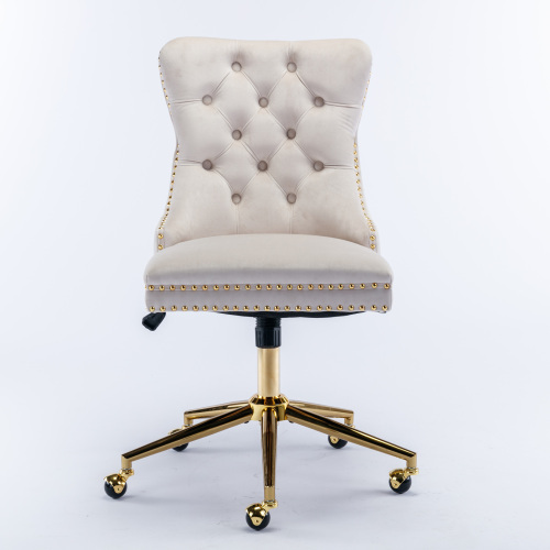 Velvet Fabric Tufted Button Home Office Chair, Adjustable Office Chair Swivel Office Chair - Image 3