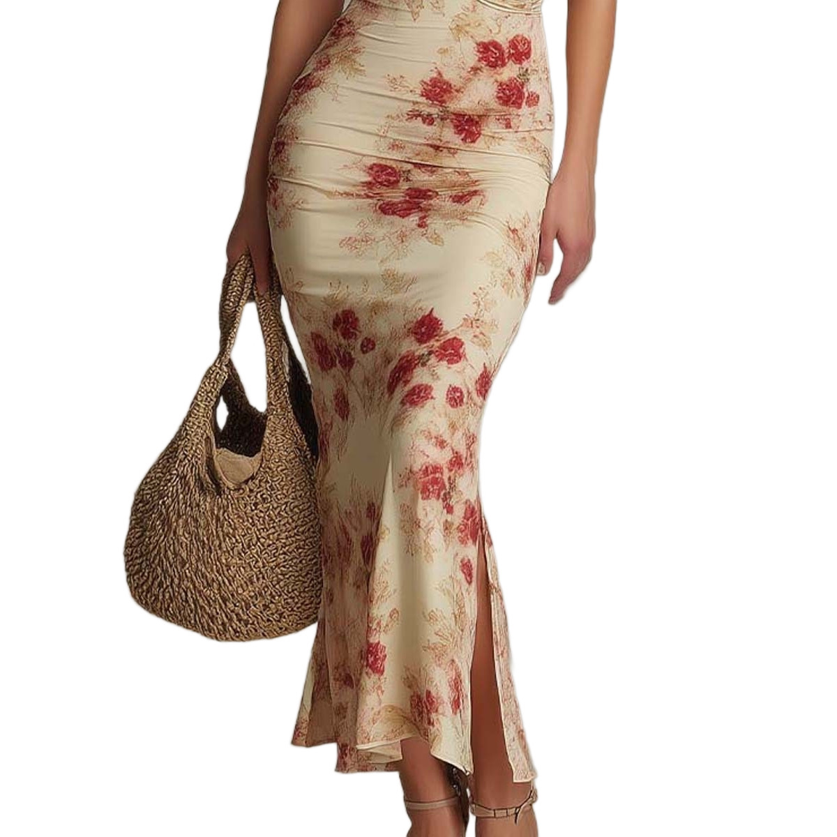 Womens Retro-Print Slim-Fit Casual Dress - Image 3