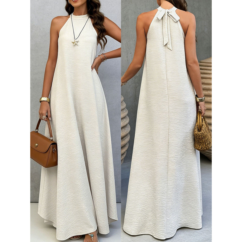 Womens Loose-fitting Plus-size Sleeveless Solid-color Dress - Image 2