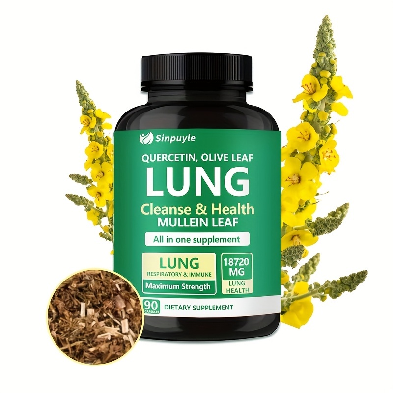 Lung Cleanse Respiratory Support Supplement Mullein Leaf Quercetin 90 Capsules - Image 5