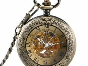Flip-Open Retro Transparent-Lid Engraved Mechanical Pocket Watch
