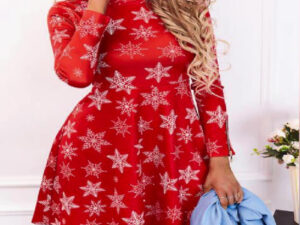 Women's Christmas Print Slim Dress