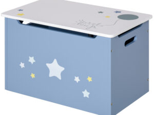 Kids Wooden Toy Box Children Storage Chest Organiser Side Handle Safety Hinge Play Room Furniture Blue