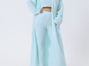 Cozy Pajama Set, 3 Piece Lounge Set, Cute Loungewear, Warm Suit Sets, Matching Set, Lounge Set, 3 Piece Pant Sets, Women Winter Dress