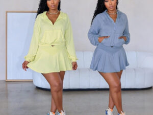 Womens Two-Piece Set Fashionable Casual Sports Top And Skirt