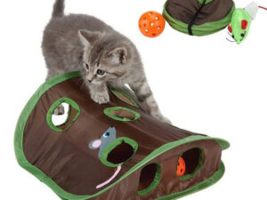 Cute Pet Cat Interactive Hide Seek Game 9 Holes Tunnel Mouse Hunt Intelligence Toy Pet Hidden Hole Kitten Foldable Toys