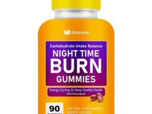 Night Time Burn Gummies, Grape Flavored, Vegan & Gelatin-Free, Supports Carbohydrate Balance & Healthy Metabolism, 90 Gummies